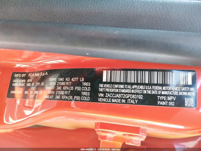 2016 JEEP RENEGADE ZACCJABT2GPD83192 Photo 8