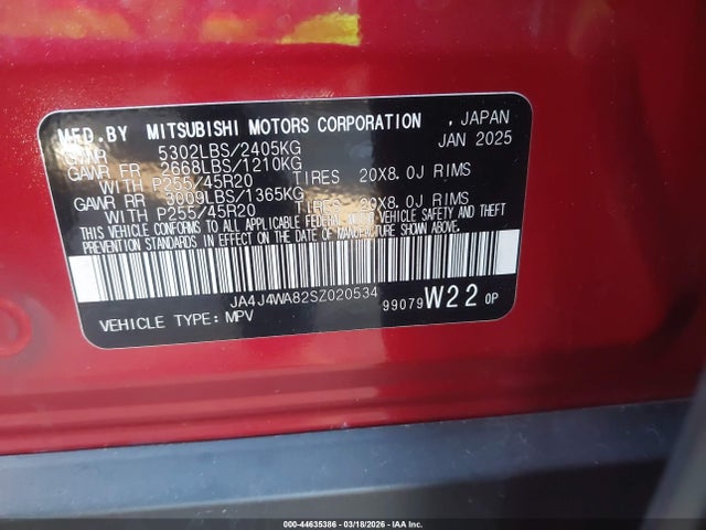 2025 MITSUBISHI OUTLANDER JA4J4WA82SZ020534 Photo 8