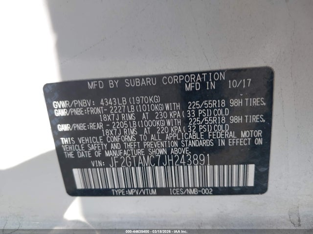 JF2GTAMC7JH243891 Subaru Crosstrek 2.0i Limited