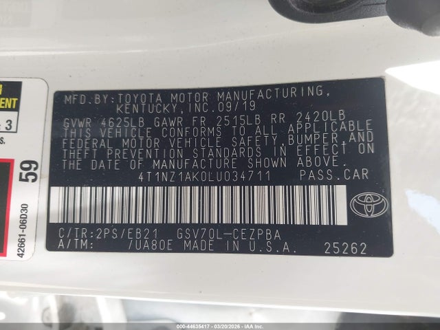 4T1NZ1AK0LU034711 Toyota CAMRY TRD