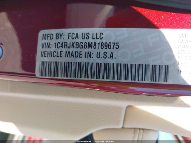2021 Jeep Grand Cherokee L Limited 4x4 მანქანა იყიდება აუქციონზე, vin: 1C4RJKBG8M8189675, აუქციონის ნომერი: 44635448