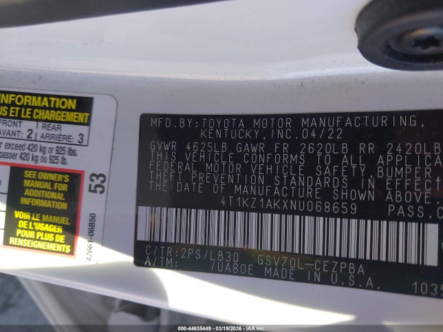 4T1KZ1AKXNU068659 Toyota Camry Xse V6