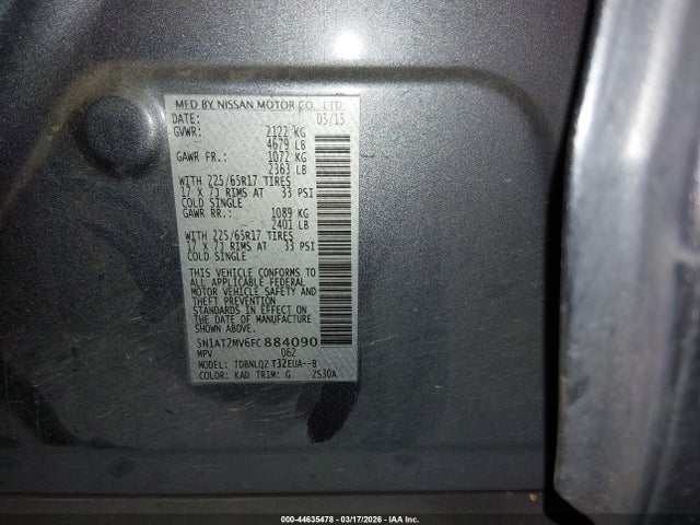 Nissan ROGUE SV 2015 5N1AT2MV6FC884090 Image 9