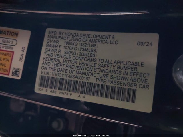 Honda ACCORD SE 2025 1HGCY1F46SA000167 Image 9