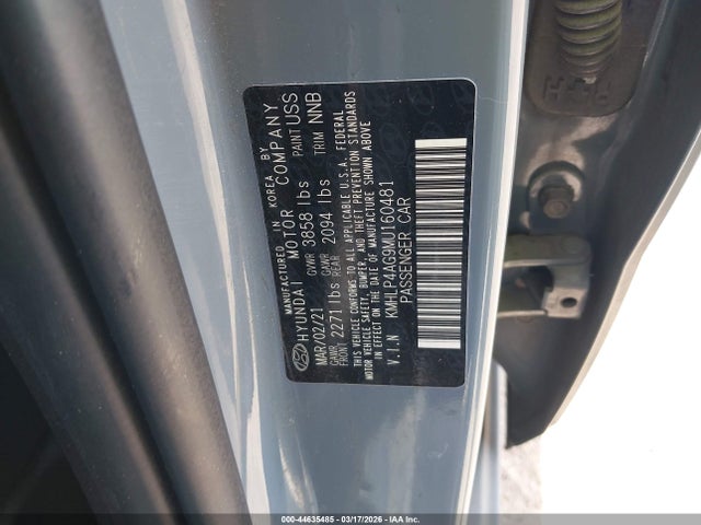 2021 HYUNDAI ELANTRA KMHLP4AG9MU160481 Photo 8