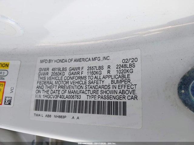 2020 HONDA ACCORD HYBRID 1HGCV3F40LA006763 Photo 8