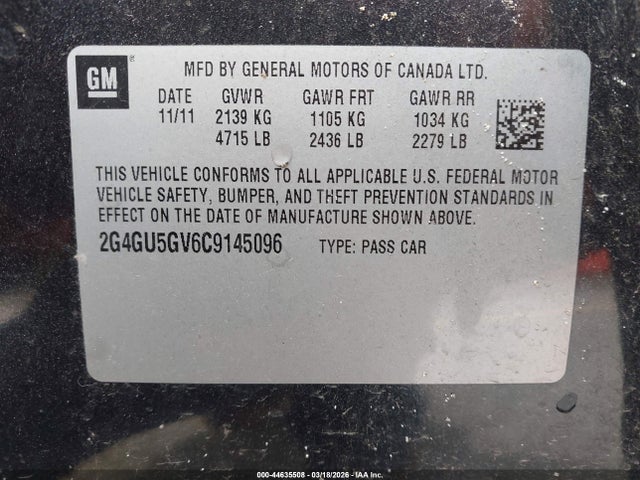 Продаж на аукціоні авто 2012 Buick Regal Turbo - Premium 3, vin: 2G4GU5GV6C9145096, номер лоту: 44635508