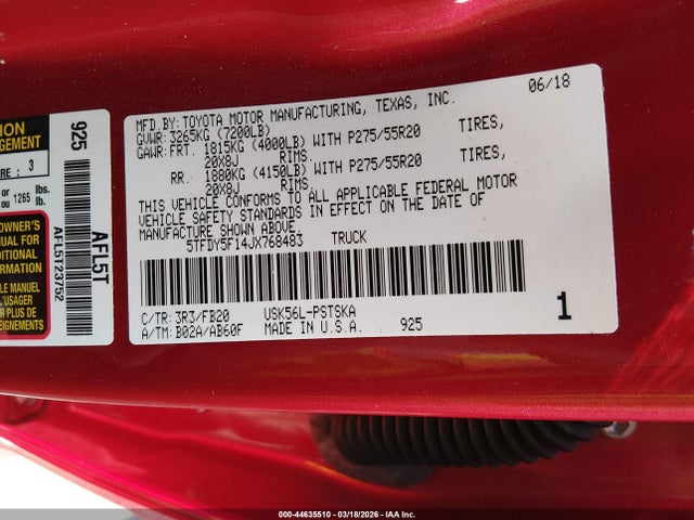 2018 TOYOTA TUNDRA 5TFDY5F14JX768483 Photo 8