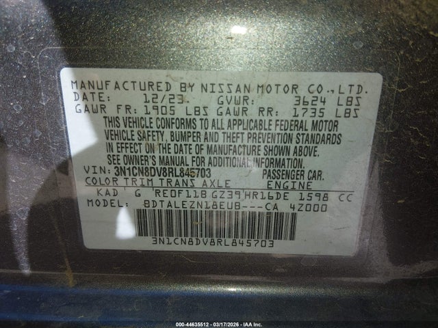 Nissan Versa 1.6 S 2024 3N1CN8DV8RL845703 Image 9