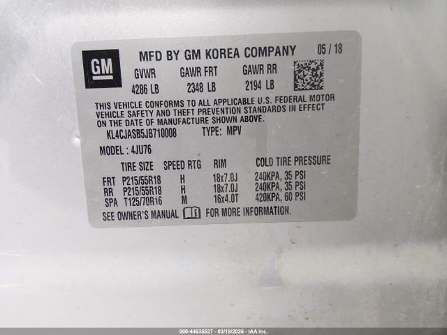 Aukcja sprzedaży 2018 Buick Encore Preferred, vin: KL4CJASB5JB710008, numer aukcji: 44635527