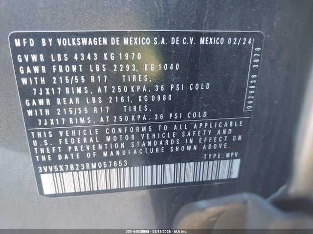3VV5X7B23RM057653 Volkswagen Taos 1.5t S