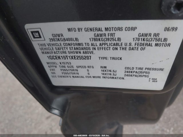 1999 CHEVROLET SILVERADO 1500 1GCEK19T1XE255207 Photo 8