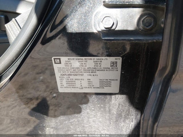 44635655 :رقم المزاد ، 2GKFLWE51C6277197 vin ، 2012 Gmc Terrain Slt-2 مزاد بيع