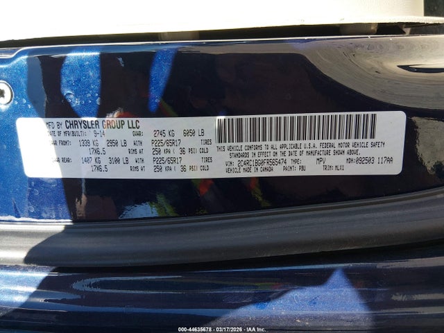 Продажа на аукционе авто 2015 Chrysler Town & Country Touring, vin: 2C4RC1BG0FR565474, номер лота: 44635678
