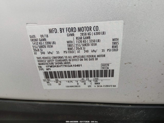 2019 FORD EXPLORER 1FM5K8HT7KGA10401 Photo 8