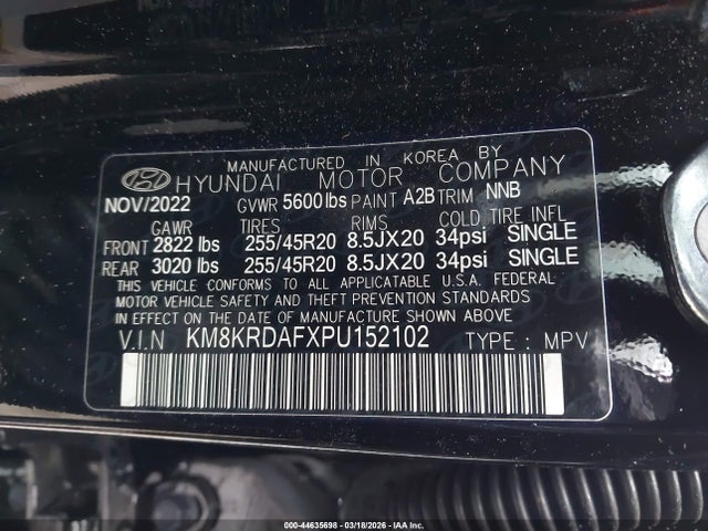 2023 Hyundai Ioniq 5 Limited მანქანა იყიდება აუქციონზე, vin: KM8KRDAFXPU152102, აუქციონის ნომერი: 44635698