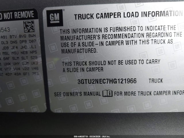 Aukcja sprzedaży 2017 Gmc Sierra 1500 Slt, vin: 3GTU2NEC7HG121966, numer aukcji: 44635719