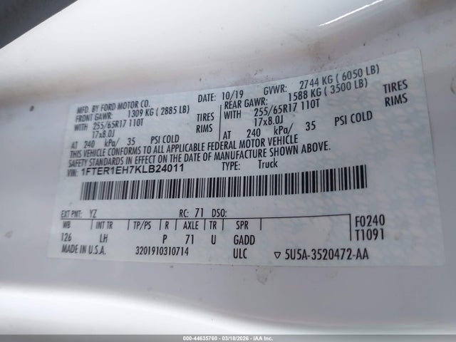 1FTER1EH7KLB24011 Ford Ranger Xlt