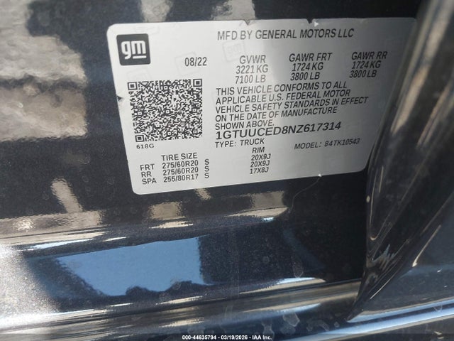 1GTUUCED8NZ617314 GMC Sierra 1500 4wd Short Box Elevation