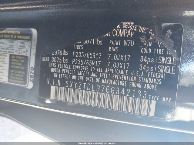 5XYZTDLB7GG342133 Hyundai Santa Fe Sport 2.4l