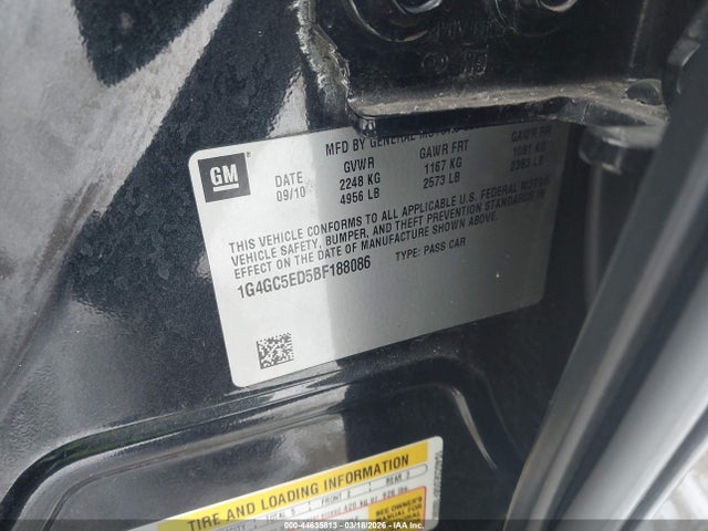 2011 Buick Lacrosse Cxl მანქანა იყიდება აუქციონზე, vin: 1G4GC5ED5BF188086, აუქციონის ნომერი: 44635813