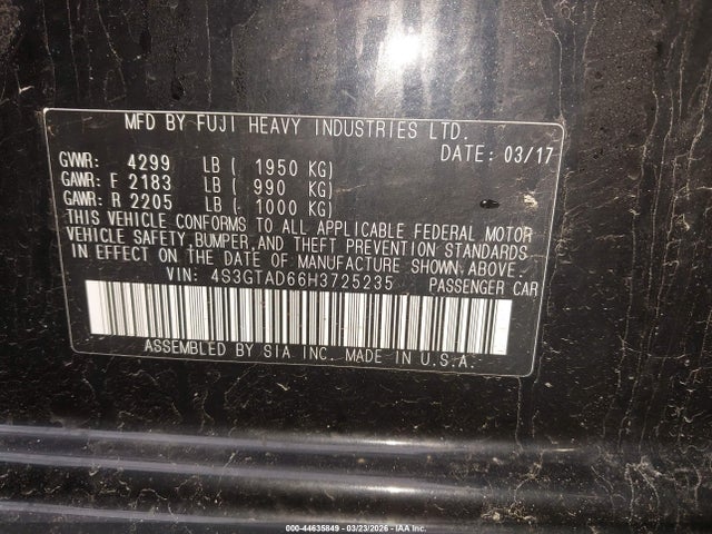Aukcja sprzedaży 2017 Subaru Impreza Premium, vin: 4S3GTAD66H3725235, numer aukcji: 44635849