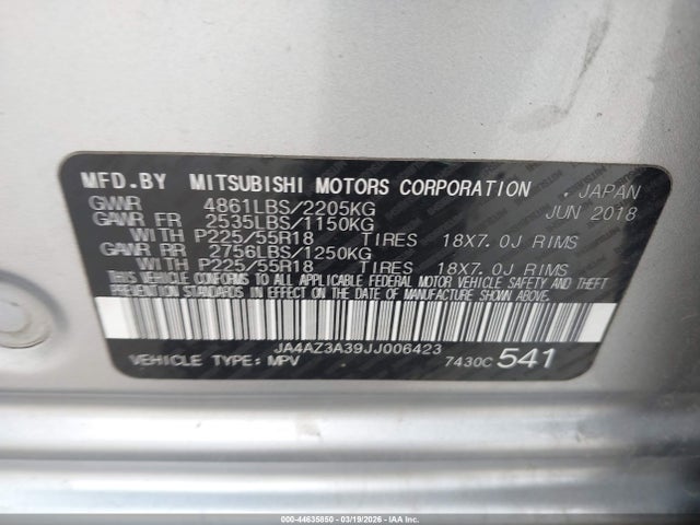 2018 MITSUBISHI OUTLANDER JA4AZ3A39JJ006423 Photo 8