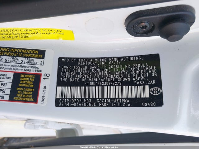 2018 TOYOTA AVALON 4T1BK1EB3JU277279 Photo 8