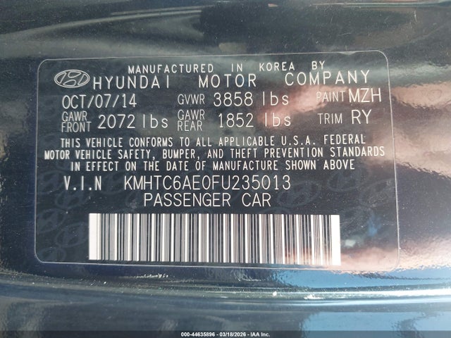 Hyundai Veloster Turbo 2015 KMHTC6AE0FU235013 Image 9