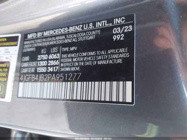 Продаж на аукціоні авто 2023 Mercedes-benz Gle 350, vin: 4JGFB4JB2PA951277, номер лоту: 44635908