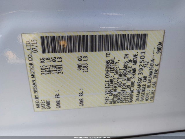 1N4AA6AP8GC392501 Nissan Maxima 3.5 Platinum