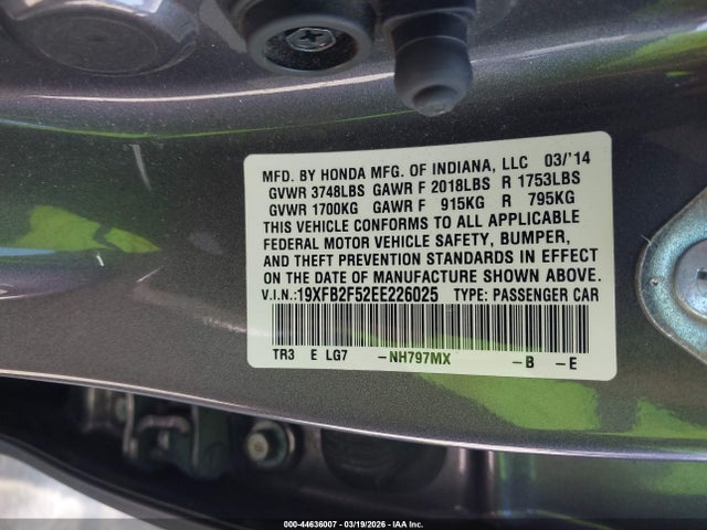19XFB2F52EE226025 Honda Civic Lx