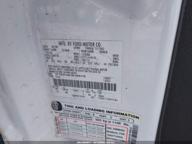 2009 FORD F-150 1FTRW14819FA68118 Photo 8