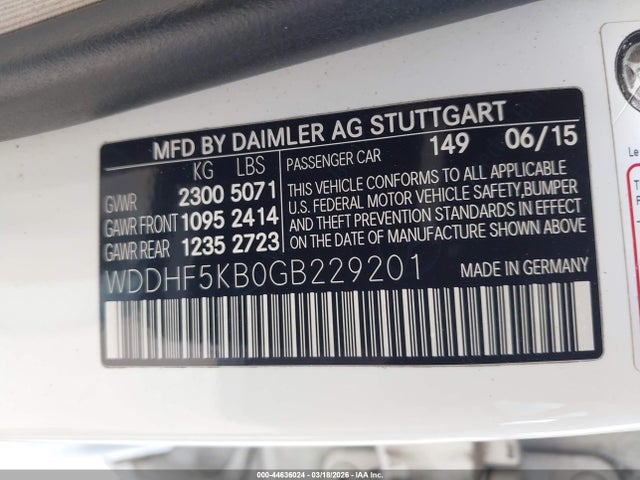 44636024 :رقم المزاد ، WDDHF5KB0GB229201 vin ، 2016 Mercedes-benz E 350 مزاد بيع
