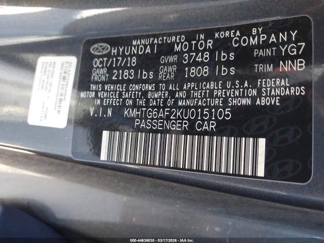 Hyundai Veloster 2.0 Premium 2019 KMHTG6AF2KU015105 Image 9