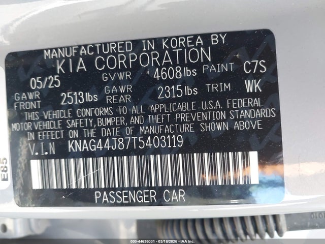 KNAG44J87T5403119 KIA K5 Gt