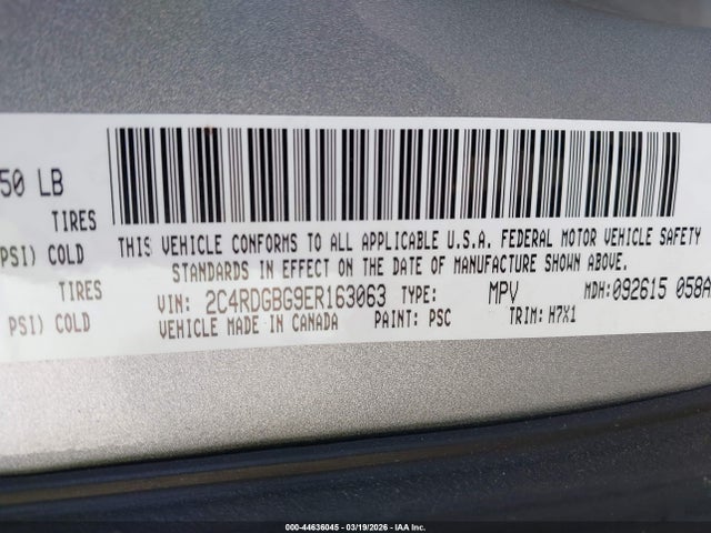 Aukcja sprzedaży 2014 Dodge Grand Caravan Se, vin: 2C4RDGBG9ER163063, numer aukcji: 44636045