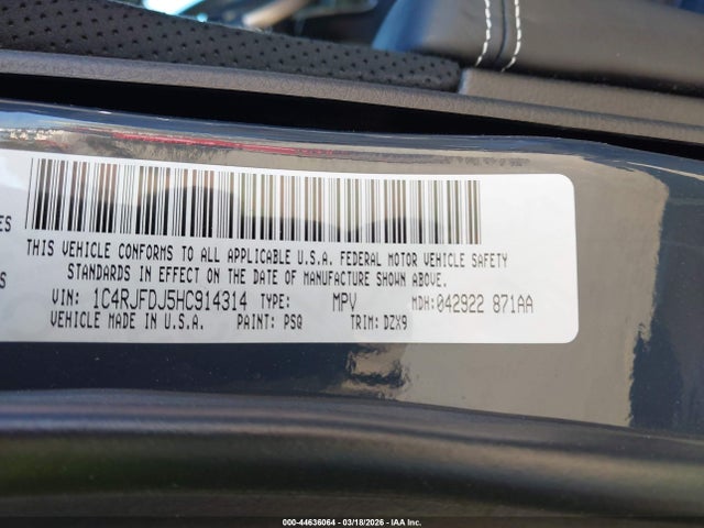 1C4RJFDJ5HC914314 Jeep Grand Cherokee Srt 4x4