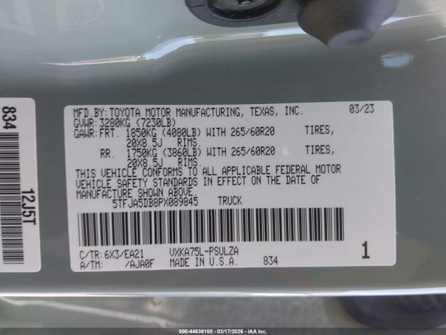Toyota Tundra Limited 2023 5TFJA5DB8PX089845 Image 9