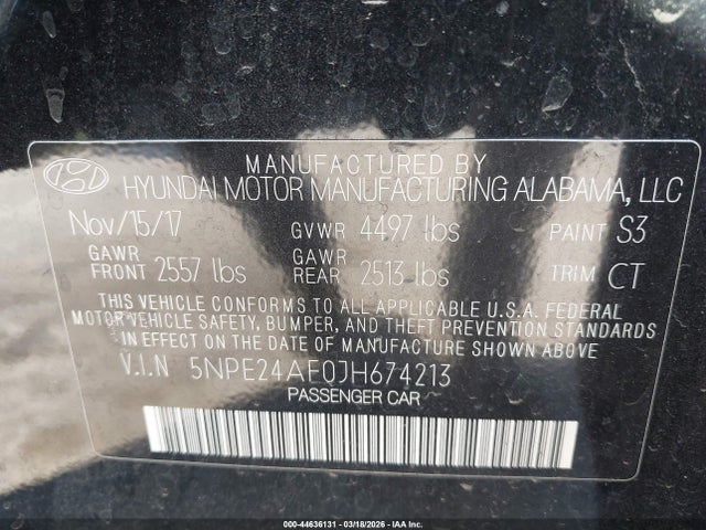 2018 HYUNDAI SONATA 5NPE24AF0JH674213 Photo 8