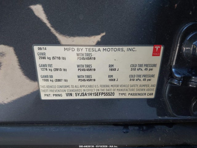 2014 TESLA MODEL S 5YJSA1H15EFP55520 Photo 8