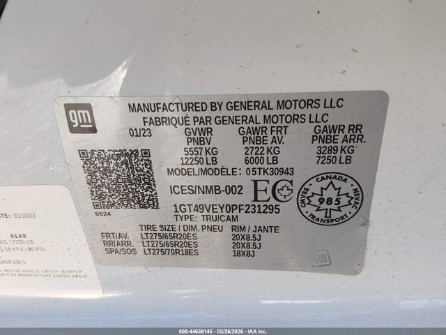 1GT49VEY0PF231295 GMC Sierra 3500hd At4