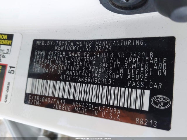 4T1C11AK9RU908691 Toyota CAMRY LE
