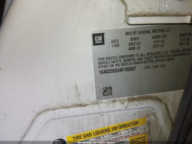44636194 :رقم المزاد ، 1G4GC5EG0AF169907 vin ، 2010 Buick Lacrosse Cxl مزاد بيع