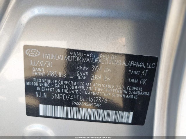 Hyundai ELANTRA SE 2020 5NPD74LF8LH612376 Image 9