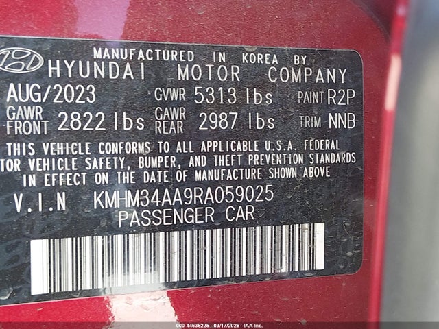Aukcja sprzedaży 2024 Hyundai Ioniq 6 Sel, vin: KMHM34AA9RA059025, numer aukcji: 44636225