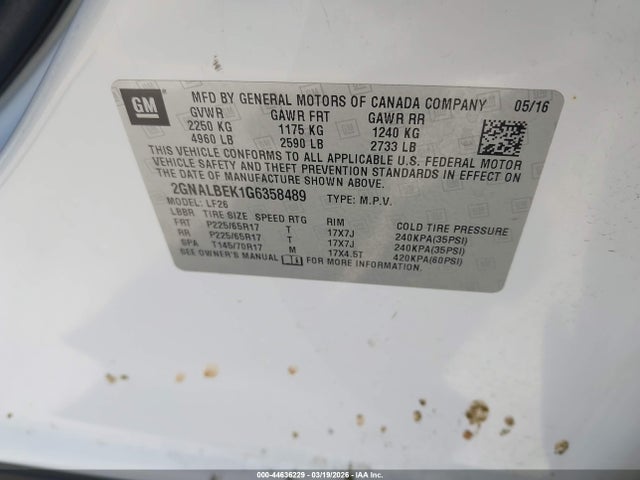 Chevrolet Equinox L 2016 2GNALBEK1G6358489 Image 9
