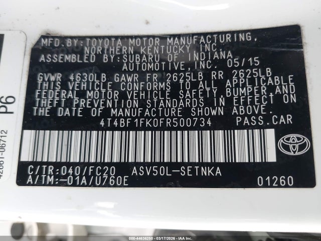 Toyota CAMRY LE 2015 4T4BF1FK0FR500734 Image 9