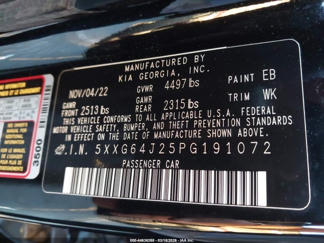 5XXG64J25PG191072 KIA K5 Gt-line