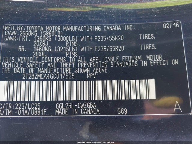 Продажа на аукционе авто 2016 Lexus Rx 350 F Sport, vin: 2T2BZMCA4GC017535, номер лота: 44636284